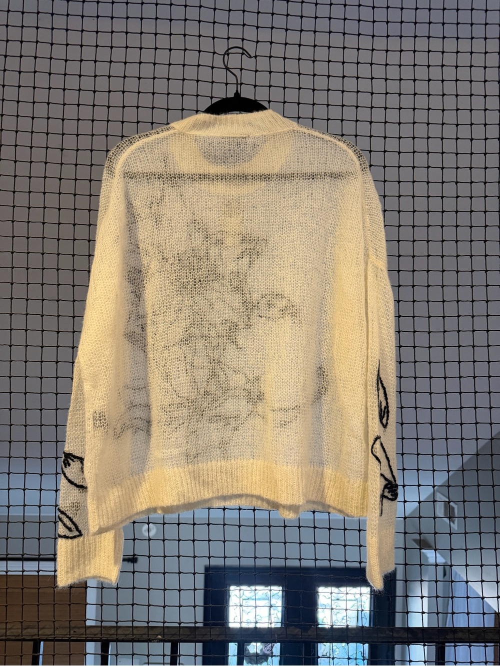 rag & bone Cream Crewneck Sweater with Black Floral Outline - Picture 3 of 6